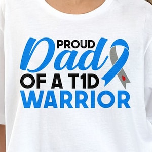 Proud Dad of T1D Warrior SVG: Diabetes Awareness Ribbon (Digital Download)