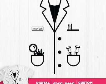 Mad Scientist Costume SVG PNG: Lab Coat, Halloween Cricut File (Digital Download)