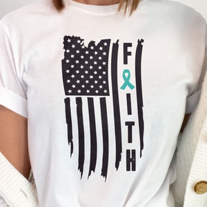 Bandiera della fede Svg Png, Nastro verde acqua Svg, Consapevolezza del cancro ovarico cervicale PCOS Svg, Supporto per cistite interstiziale Svg Cricut Sublimation