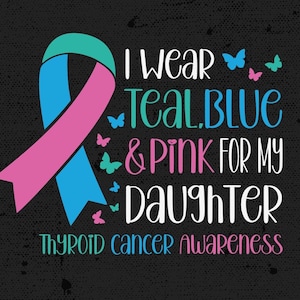 Thyroid Cancer Awareness Svg Png: I Wear Teal, Blue & Pink (Digital Download)