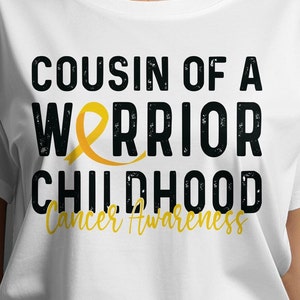 Cousin of a Warrior Svg, Childhood Cancer Awareness Svg Png, Pediatric Cancer Awareness Ribbon Svg Cricut Sublimation