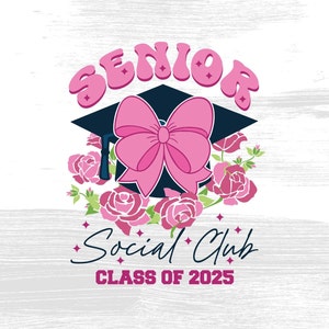 Coquette Bow Senior 2025 svg Png, rosa Schleife png, Klasse von 2025 png, Abschlussfeier svg, Abiturient png, Universitätsabschluss Sublimation