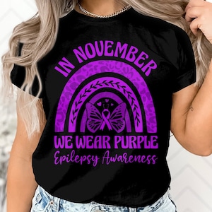 In November We Wear Purple Epilepsy Awareness Svg, Epilepsy Awareness Svg Png, Purple Ribbon Svg Cricut Cut File Sublimation
