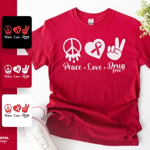 Red Ribbon Week Svg: Peace Love Drug-Free Design (Digital Download)