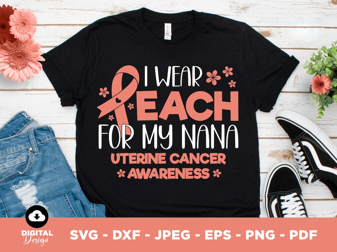 I Wear Peach For My Mom - Uterine Cancer Awareness Unisex T-Shirt, Gift For Women & Men (Black, 2XL)