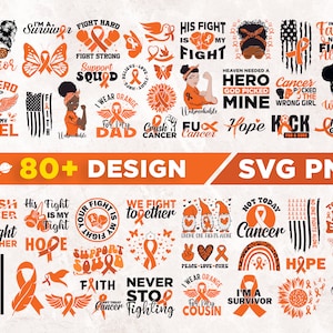 Orange Ribbon Awareness SVG PNG Bundle: Cancer Support Designs (Digital Download)