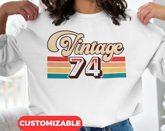 Custom Year Birthday Vintage 1974 SVG PNG, Personalized 52 Years Old Birthday Cricut Sublimation Designs