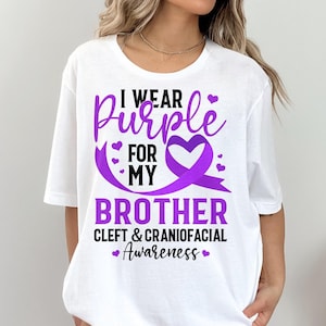 Cleft & Craniofacial Awareness Svg Png, I Wear Purple for My Brother Svg, Purple Ribbon Svg, Cleft Palate Support Cricut Sublimation Design
