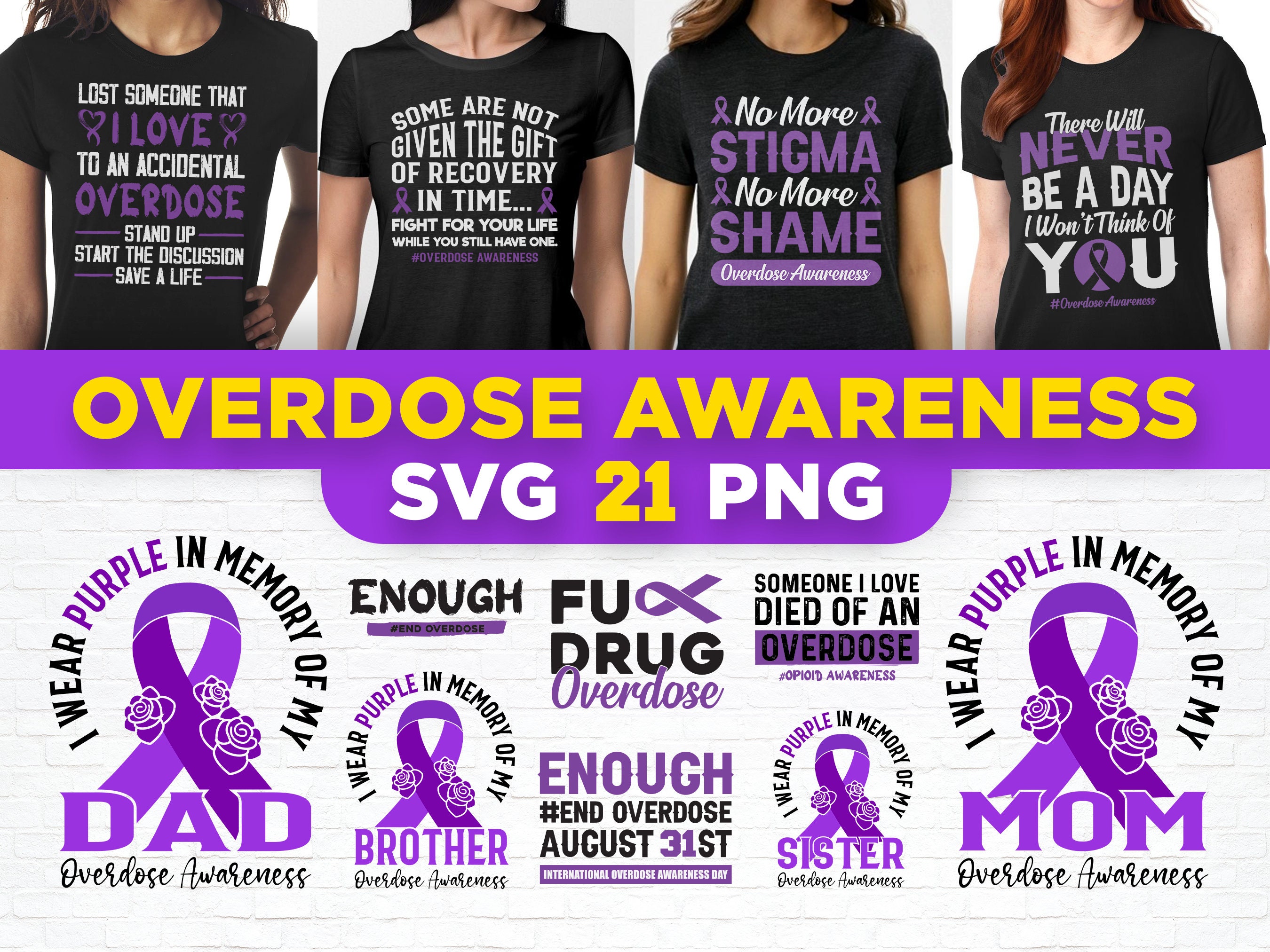 Overdose Awareness Purple Ribbon Sticker / Vinyl Decal / Car Window SUV 5x3