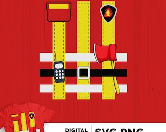Firefighter Costume SVG PNG: Hero Birthday Party (Digital Download)