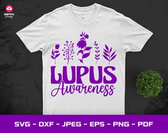 Lupus Awareness Purple Ribbon Design: SVG, PNG, Cricut File (Digital Download)