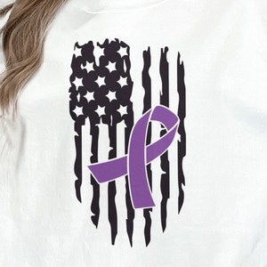 Ribbon Flag Svg Png, Lupus Epilepsy Svg, Alzheimer&#39;s Pancreatic Cancer Awareness Purple Ribbon Svg Cricut File Sublimation