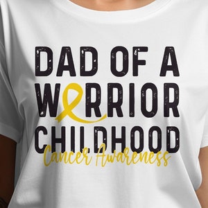 Dad of a Warrior Svg, Childhood Cancer Awareness Svg Png, Pediatric Cancer Awareness Ribbon Svg Cricut Sublimation