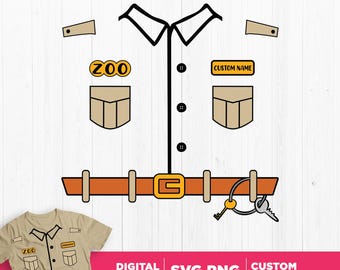 Personalized Zookeeper Costume SVG PNG: Safari Animal Design (Digital Download)