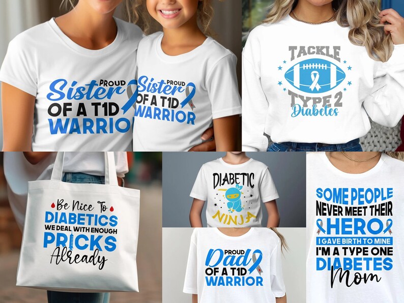 Diabetes Awareness SVG PNG Bundle: T1D Designs (Digital Download) image 3