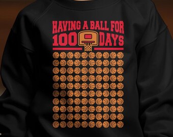 100 Days of School Svg Png, Having A Ball For 100 Days Of School Basketball Svg Cricut, Teacher, 100th Day of School Png Sublimation Design