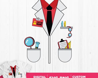 Personalized Scientist Costume SVG PNG: Mad Scientist Halloween Cricut File (Digital Download)