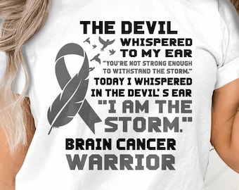 Brain Cancer Warrior Svg, I&#39;m the Storm, Brain Tumor Awareness Svg Png, Grey Ribbon Brain Cancer Svg Cricut File Sublimation Design