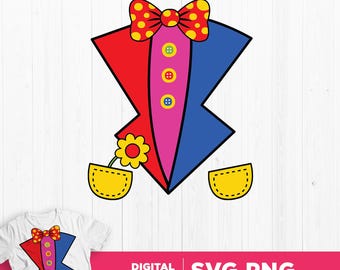 Clown Costume SVG: Birthday Outfit, Bow Tie Design (Digital Download)
