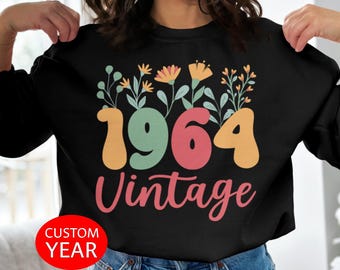 Custom Year Birthday Vintage 1964 SVG PNG, Personalized 62 Years Old Birthday Floral Cricut Sublimation Designs
