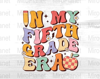Retro 5th Grade Era SVG PNG: Back to School Design (Digital Download)