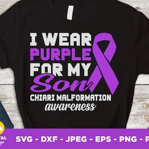 Chiari Malformation Awareness Svg Png, I Wear Purple for My Son Svg, Chiari Family Support Purple Ribbon Svg Cricut File Sublimation
