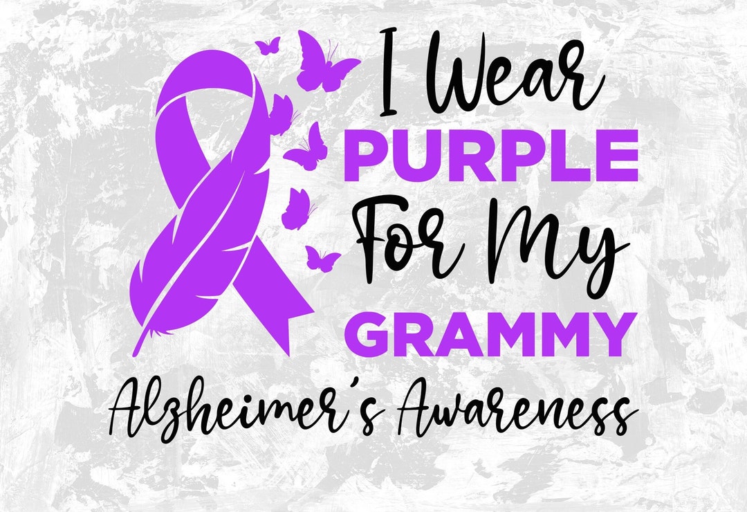 Alzheimer's Awareness Purple Ribbon SVG: Grammy Support Design (digital ...