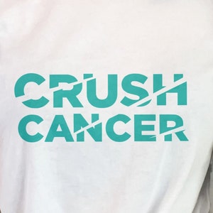 Crush Cancer Svg Png, Teal Ribbon Svg, Consapevolezza del cancro ovarico cervicale PCOS Svg, Supporto per cistite interstiziale Svg Cricut Sublimation