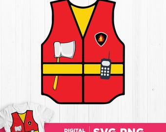 Fireman Vest Costume SVG: Hero Birthday Party Cut File (Digital Download)