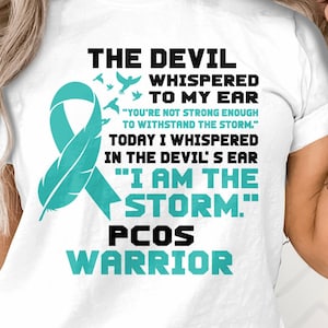 PCOS 戦士 SVG、私は嵐、PCOS 戦士 SVG PNG、卵巣症候群啓発ティールリボン Cricut ファイル PNG 昇華デザイン