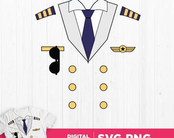 Pilot Costume SVG PNG: Captain Clipart Design (Digital Download)