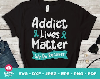 Addiction Recovery Awareness Teal Ribbon Design (Digital Download)