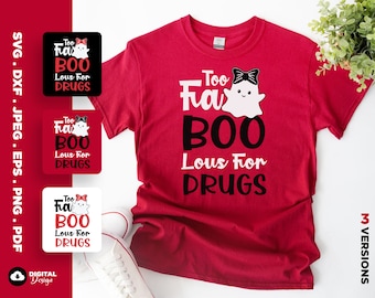 Red Ribbon Week Svg Png: Too Fa Boo Lous Design (Digital Download)