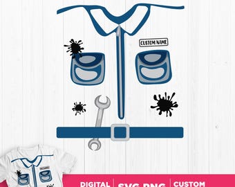 Personalized Mechanic Costume SVG PNG: Kids Birthday Cricut File (Digital Download)