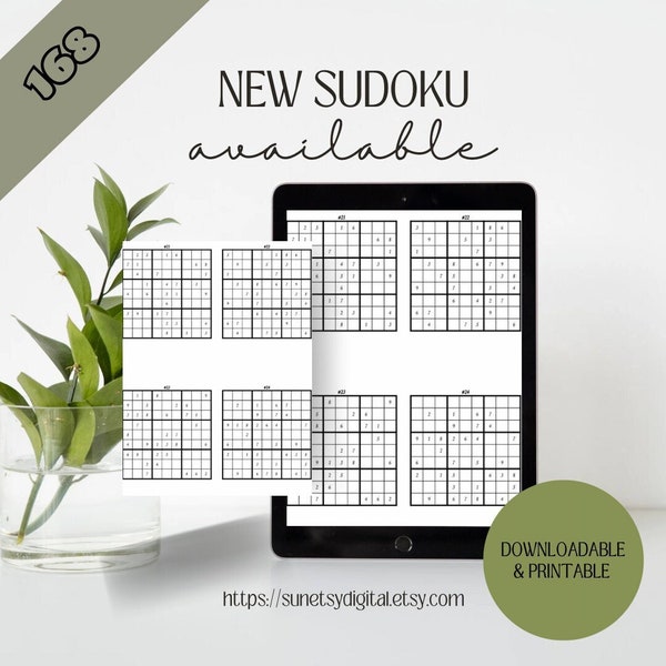 02_SUDOKU: 168 Easy Level Sudoku Puzzles - Digital Download WITH SOLUTIONS