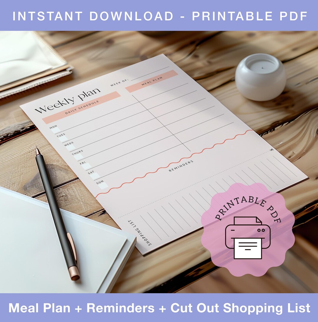 Family Weekly Planner Printable With Meal Planner & Shopping List ...