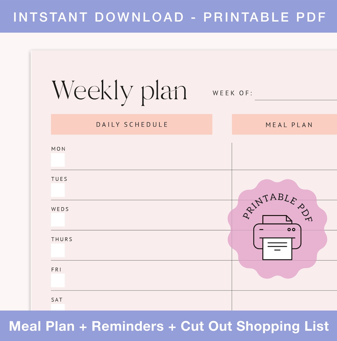 Family Weekly Planner Printable With Meal Plan, Shopping List, Weekly ...