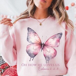 Butterfly Bible Verse Sweatshirt: Christian Faith Crewneck
