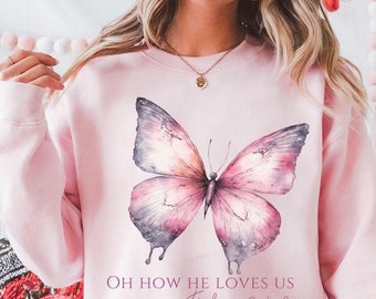 Butterfly Bible Verse Sweatshirt: Christian Faith Crewneck