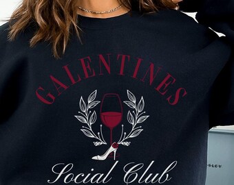 Galentine Girls Club Shirt, Cute Valentine's Day Shirt, Valentines Day Gift For Women, Cute Wine Drink Lover T-Shirt, Friends Valentine