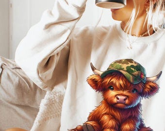 Highland Cow Shirt, Cute Highland Cow, Western Shirt, Cowboy Shirt, Highland Cow Shirt, Camo Shirt Cow Gift, Girlfriend Gift, Wife Gift