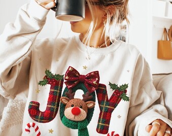 Reindeer Sweatshirt, Christmas Reindeer Shirt, Merry Christmas Reindeer Shirt, Rudolph The Red Nosed Reindeer Shirt, Trendy Crochet Reindeer