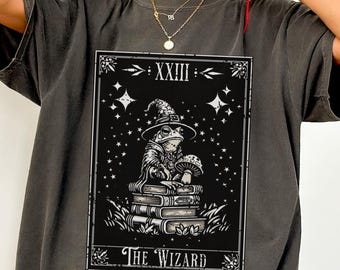 Wizard Frog Tarot T-Shirt: Comfort Colors Goblincore Witchy Tee