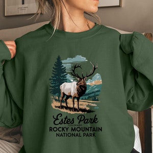 Estes Park Sweatshirt, Retro Rocky Mountain National Park Crewneck, Retro US Parks Shirt, Rocky Mt Gift, Hiking Apparel, Family Road Trip