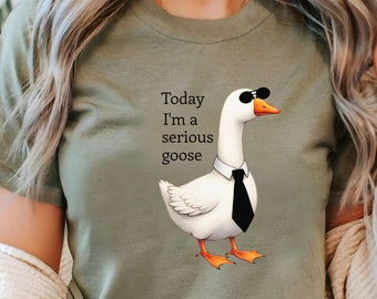 Camiseta divertida de ganso: camiseta con gráfico de ganso serio, regalo para amantes de los animales