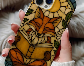 Stained Glass Book Lover iPhone Tough Case iPhone 17 Air, 17 Pro, 17 Pro Max 16 Pro Max Plus, Samsung, Google, Cottage Core Aesthetic