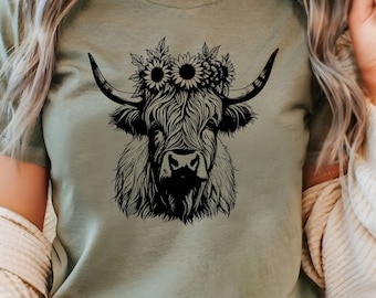Highland Cow Shirt: Boho Western Graphic Tee