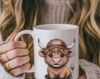Cute Highland Cow Mug, Highland Cow Gift, Gift for Cow Lover, Highland Cow Cup, Cute Cow Coffee Cup,  Highland Cow Gift For Cow Lovers