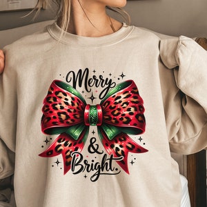 Christmas Coquette Bow Sweatshirt: Merry & Bright Holiday Shirt