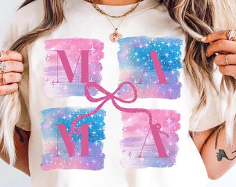 Mama Coquette Comfort Colors® Shirt,  Mama Varsity Tee, Trendy Mother Shirt, Coquette Bow T-shirt for Mom, Aesthetic Mom Tee, Gift For Mom